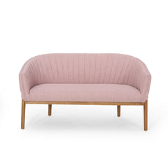 Mid Century Modern Loveseat With Channel Stitched Backrest