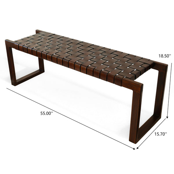 Christina - Bench - Cognac / Dark Brown / Tan