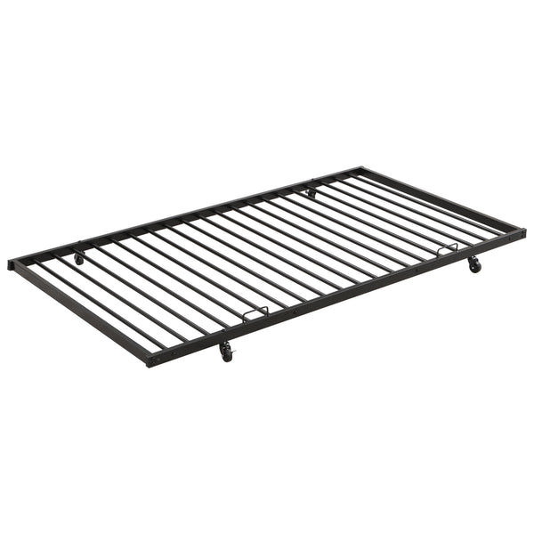 Full Over Full Modern Metal Bunk Bed With Trundle - Black