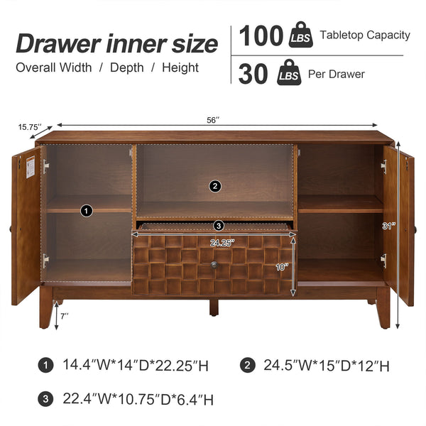 TV Stand With 3D Wood Texture - Brown