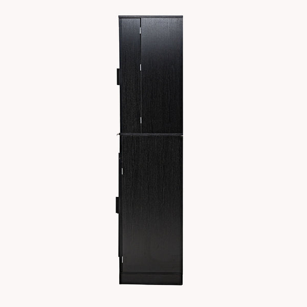 Fluted Kitchen Pantry Cabinet With 3 Keyboard Drawers & 6 Door Shelves Adjustable