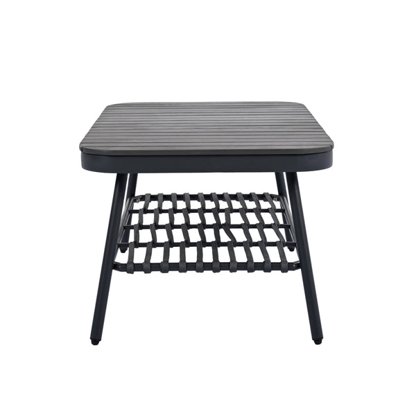 4 Piece Outdoor Patio Furniture Set, Metal Chairs With Woven Rope U Shaped Backrest