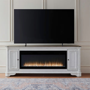 Fireplace TV Consoles - 244 82" Console With Fire FTS - White