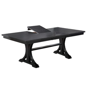 7 Piece Dining Set, Table And 6 Side Chairs, Table With Trestle Base - Black / Charcoal / White
