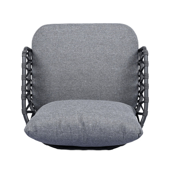 4 Piece Outdoor Patio Furniture Set, Metal Chairs With Woven Rope U Shaped Backrest