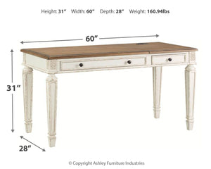 Realyn - Home Office Lift Top Desk - White / Brown