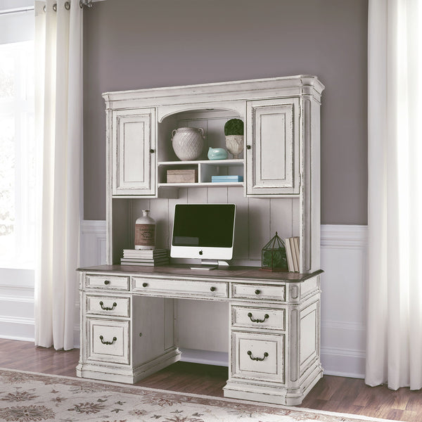 Magnolia Manor - Jr Executive Credenza Hutch - Antique White