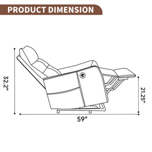 Single Motor Power Lift Recliner Chair With Massage And Heat, USB For Charging - Brown