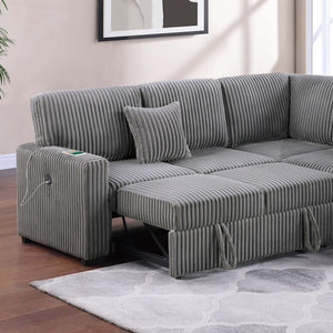 Convertible Sectional Upholstered Sleeper Sofa With Storage Chaise