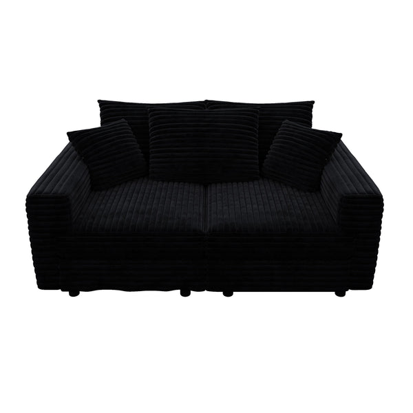 Deep Seat Convertible Sofa With Soft Pillows And Ottomans