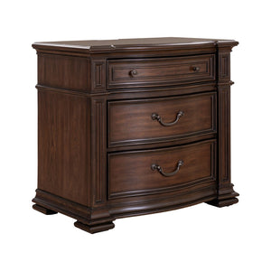 Providence Park - Bedside Chest With Charging Station - Chateau Brown