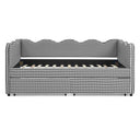 Gingham Daybed With USB Charging Port, Wave-Shaped Design