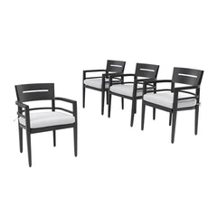 Outdoor Patio Dining Chairs With Outdoor Grade Sunbrella Fabric Cushions, Tapered Feet (Set of 4) - Ember Black