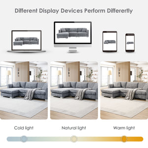 Modern Cloud Sectional Sofa L Shaped Luxury Couch Set With 2 Free Pillows 4 Seat With Oversized Chaise