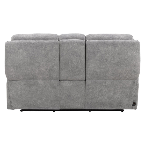 Linus - Zero Gravity Power Reclining Console Loveseat - Hudson Gray
