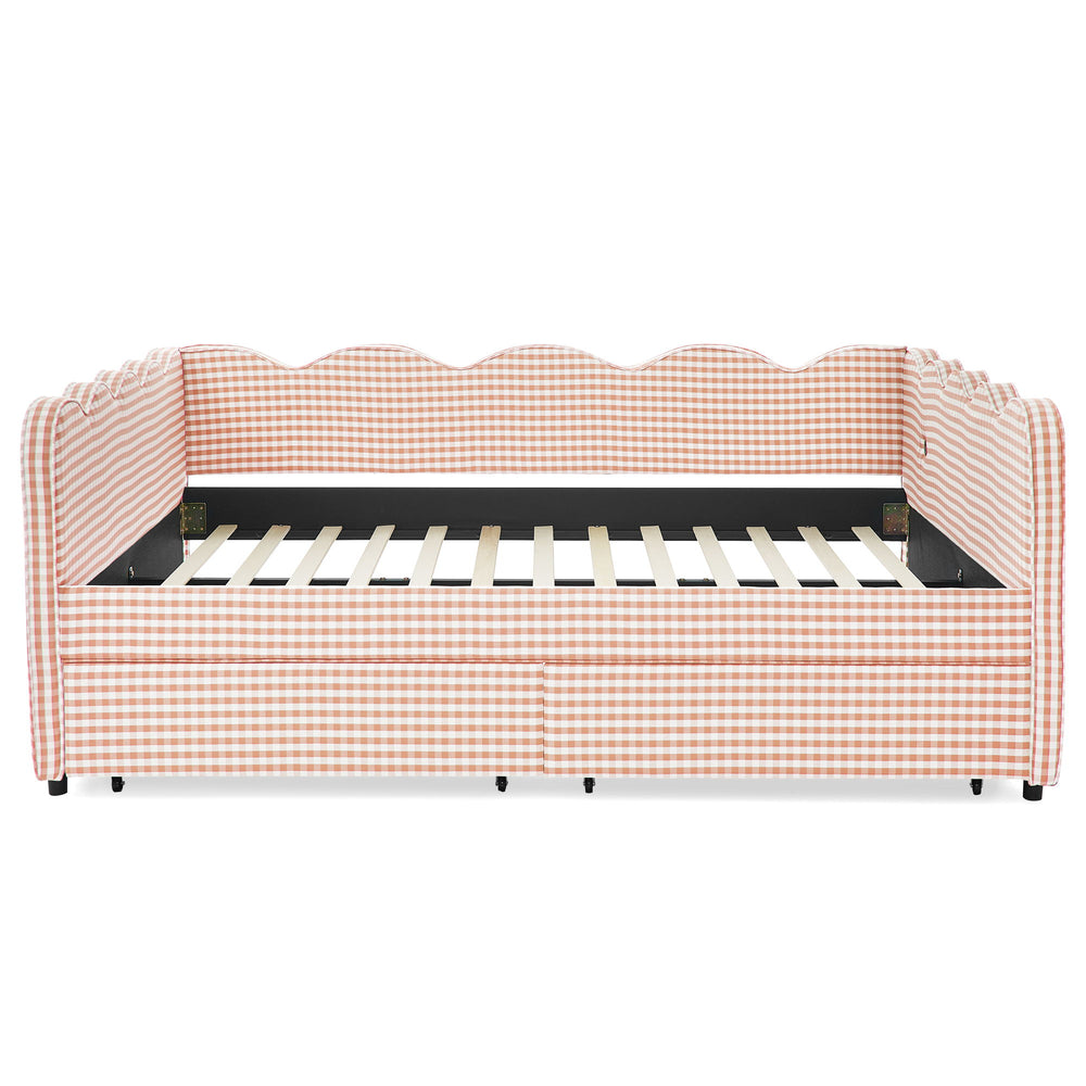 Gingham Daybed & USB Charging Port, Wave Shaped Design