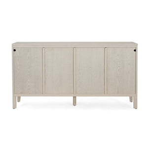 Wood Sideboard With Adjustable Shelves And Storage Cabinet - White Washed