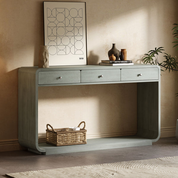 Console Table With 3 Drawers And Display Shelf