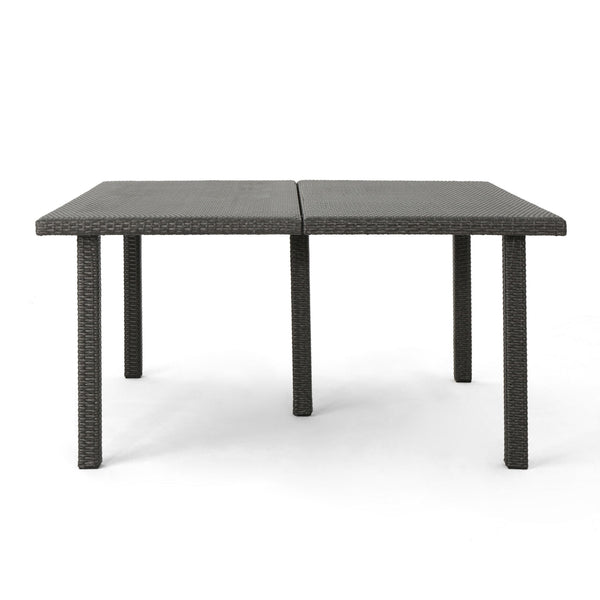 Outdoor Square Rattan Wicker Dining Table - Gray