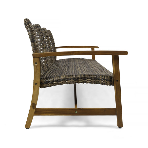 Outdoor 3 Seater Sofa With Rattan Cover - Gray