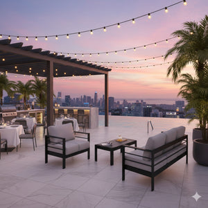 Outdoor Patio Set, All-Weather With Thick Cushions