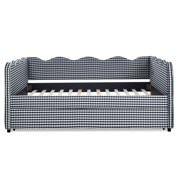 Gingham Daybed & USB Charging Port, Wave-Shaped Design