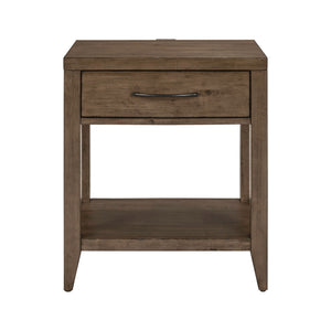 Shaker Lakes - Open Nightstand With Charging Station - Harvest Brown