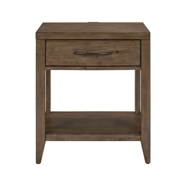 Shaker Lakes - Open Nightstand With Charging Station - Harvest Brown