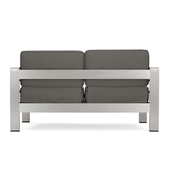 Outdoor Aluminum Loveseat With Cushion - Gray