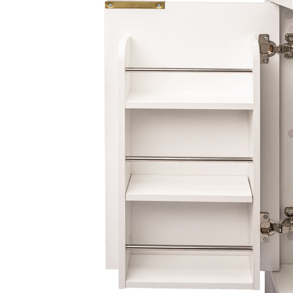 Fluted Tall Arched Pantry Cabinet With Adjustable Shelves, Glass Door & Hidden Drawer For Kitchen