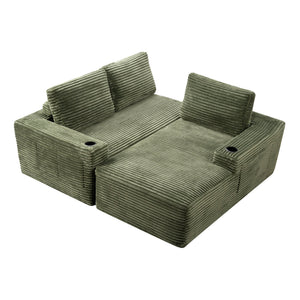 Cloud Sectional Couch, Modular Sectional Sofa With Deep Seat, Boneless Couches With L-Shape Chaise For Living Room - Green
