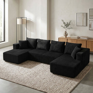 U-Shaped Modular Sectional Sofa With Double Chaise, Oversized Deep Seat For Living Room