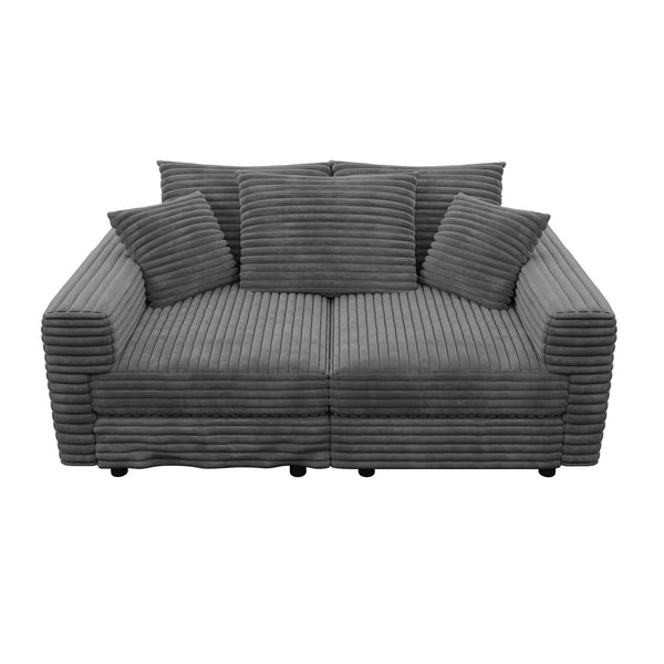 Deep Seat Convertible Sofa With Soft Pillows And Ottomans