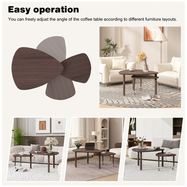 360 Degree Rotatable Coffee Table With Solid Legs