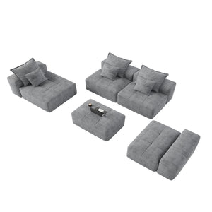 Modern Oversized, Modular Sectional Sofa With Pillows
