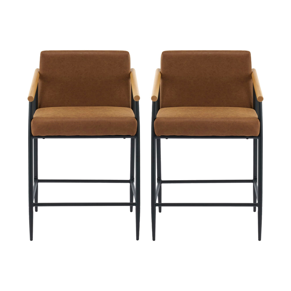 Mid Century Modern Counter Stool Set With Iron Frame