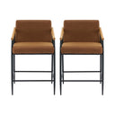 Mid Century Modern Counter Stool Set With Iron Frame