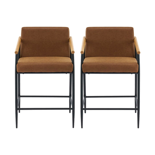 Mid Century Modern Counter Stool Set With Iron Frame