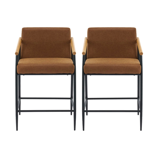 Mid Century Modern Counter Stool Set With Iron Frame