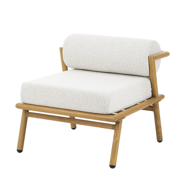 La Fiora - Outdoor Patio Iron Club Chair (Set of 2) - Off White / Teak