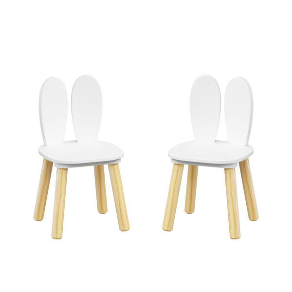 Rabbit Themed Table And 2 Chairs Set - White