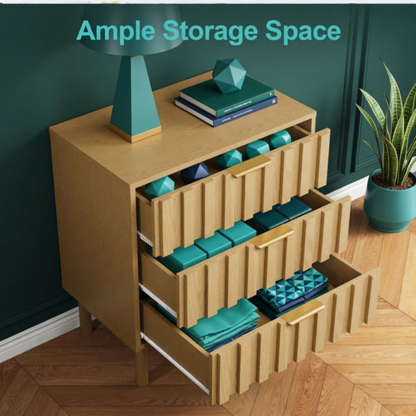 Fluted 3 Drawer Dresser