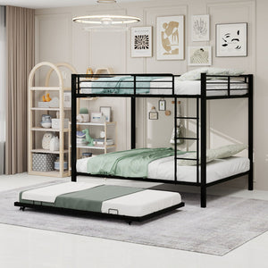 Bunk Bed For Kids, Convertible Frame With Ladders & Guardrail