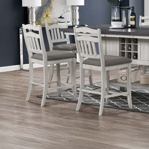 7 Piece Counter Height Dining Set With Storage Base And Ladder Back Chairs - Antique White / Gray
