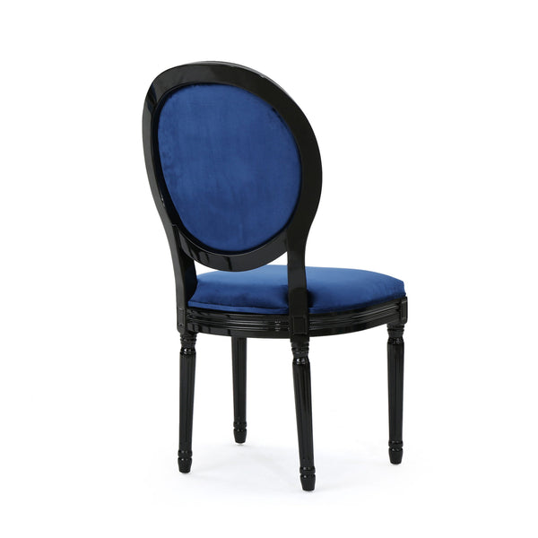 French Country Inspired Dining Chair With Iconic Round Backrest - Navy Blue