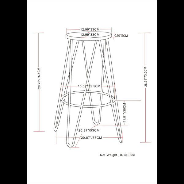 Simeon - Multifunctional Metal Stool With Wood Seat