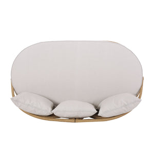 Outdoor Wicker Daybed With Pillows - Light Brown / Beige