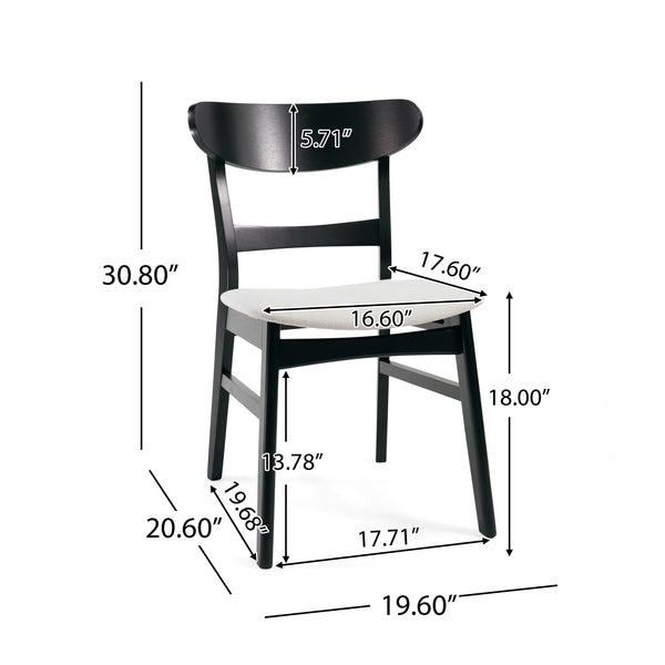 Dining Chairs With Upholstered Seat (Set of 2) - Black / Light Beige