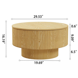 Modern Circular Coffee Table With Stripe Design And Storage Space