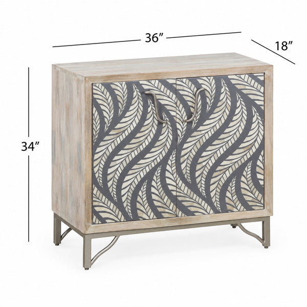 Leia - Bar Cabinet - White Mango / Ivory Bone / Gray